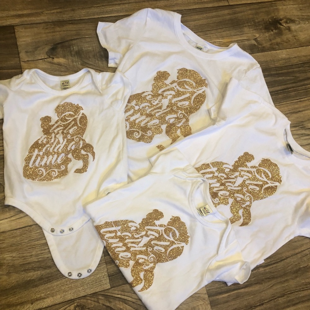 Beauty&thebeast mommy&me shirts sz w sm y6/824m12m